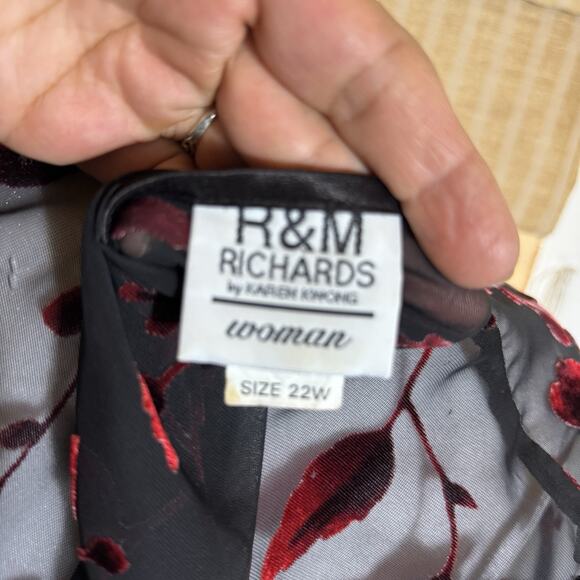 VTG Whimsigoth Velvet Burnout Kimono Sz 22 Floral Fairy Grunge Sheer Open Front - Picture 3 of 13